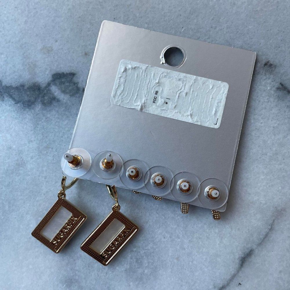 5/$25 Sugarfix by BaubleBar Straight to Tape Music Themed Earring Trio Pack - Picture 2 of 2